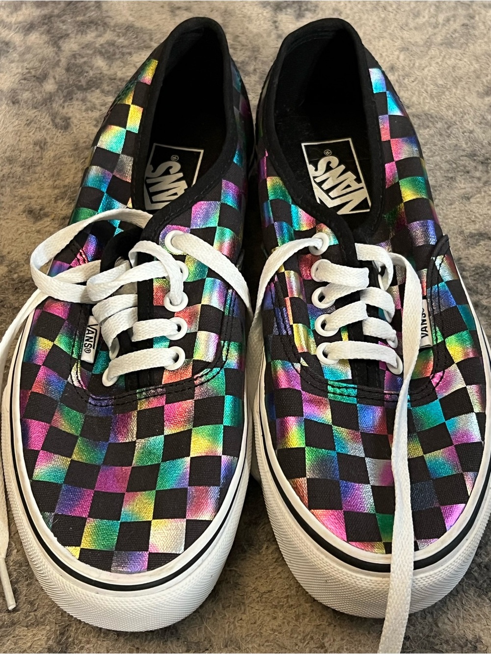 Vans Women’s 9 Checkerboard Iridescent Low-Top Sneakers
